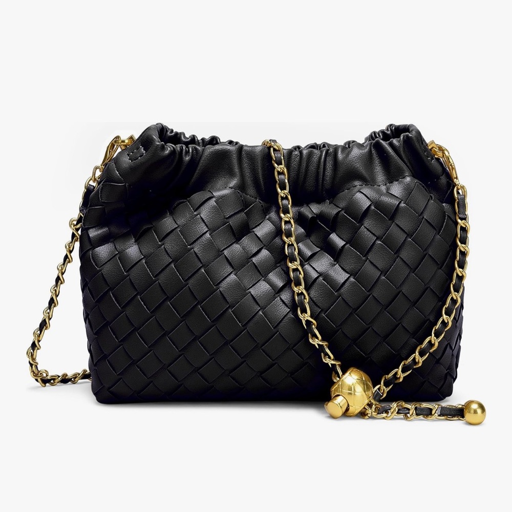 Black Woven Chain Shoulder Bag